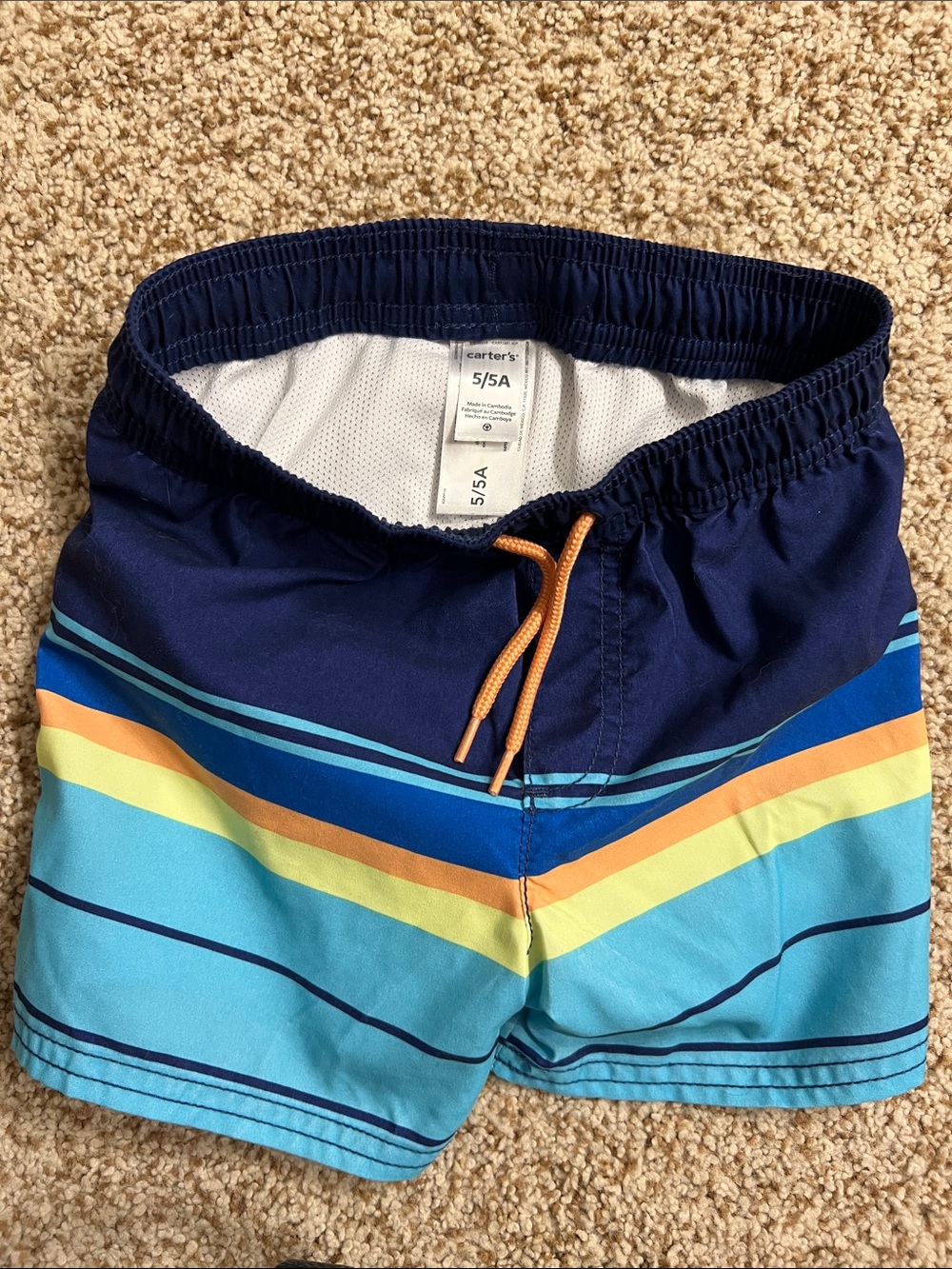 Carter's Navy, Aqua & Orange Boys' Chevron Stripe Swim Shorts